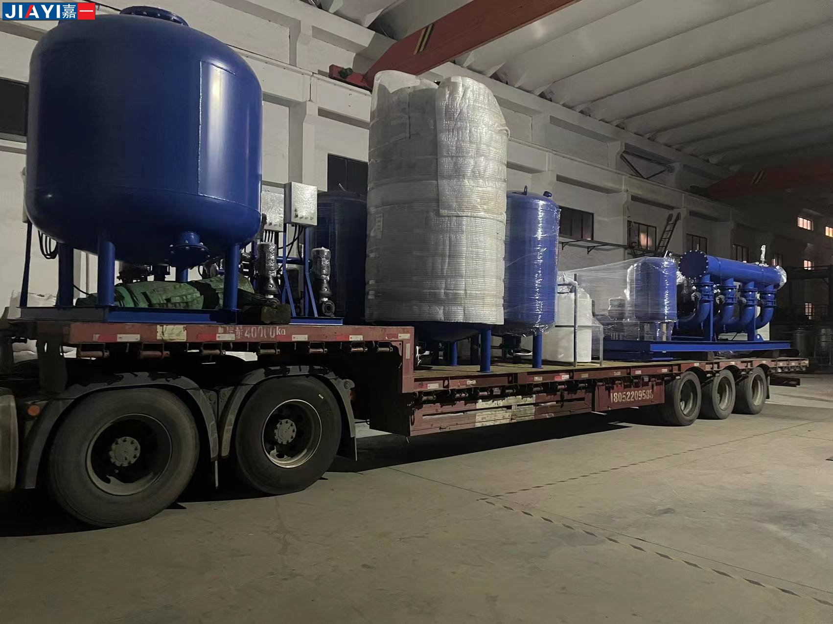 江蘇徐州專車直達定壓補水機組3套，全自動加藥裝置4套，變頻供水機組2套，全自動石英砂過